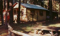 Backyard of cabin #6 at gathering light ... a retreat near crater lake national park in southern oregon. gathering light, a retreat offering cabins near crater lake national park and klamath basin birding trails in southern oregon. cabins, tree houses, rv camping and vacation rentals in the forest on the river near crater lake national park and klamath basin birding trails.