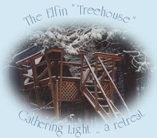 The Elfin Treehouse at Gathering Light ... a retreat located in Klamath Basin in southern Oregon near Crater Lake National park: cabins, tree houses in the forest on the river.