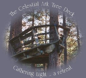 The celestial ark tree deck at gathering light ... a retreat located in southern oregon near crater lake national park: cabins, treehouses in the forest on the river.
