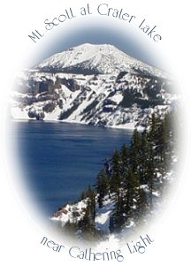 Mt scott on the eastern rim of crater lake, not far from gathering light ... a retreat in southern oregon: cabins, treehouses in the forest on the river.